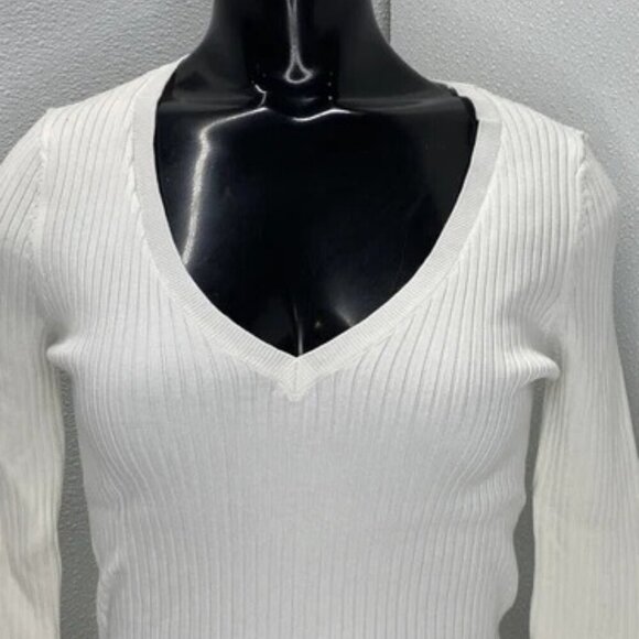 NEW THE KOOPLES Womens Sweater Top White Size 1/S Rib Knit V-Neck Pullover - Picture 10 of 11
